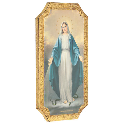 Quadro Nossa Senhora Milagrosa impressão em madeira 25x10 cm 2