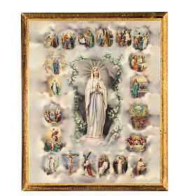 The Mysteries of the Rosary print on wood 30x25 cm