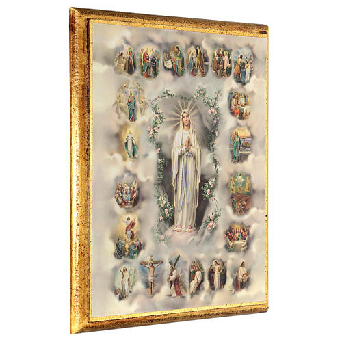 The Mysteries of the Rosary print on wood 30x25 cm 2