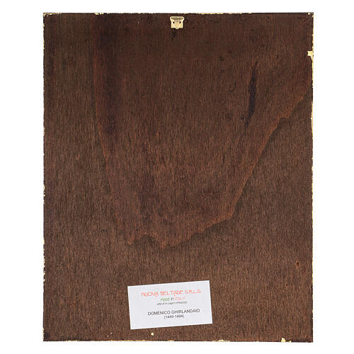 Quadro legno Madonna del Ghirlandaio 30x25 stampata 3