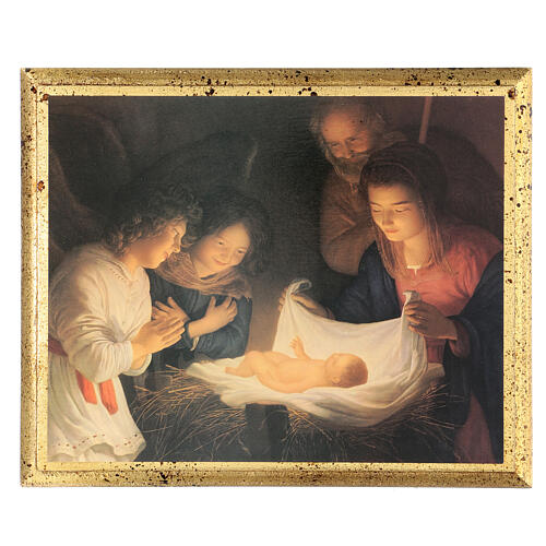 Tableau Nativité Gérard de la Nuit impression sur bois 25x30 cm 1