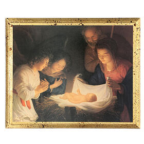 Quadro Natividade de Gerard van Honthorst impressão em madeira 30x25 cm
