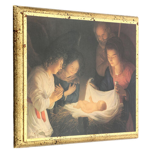 Quadro Natividade de Gerard van Honthorst impressão em madeira 30x25 cm 2