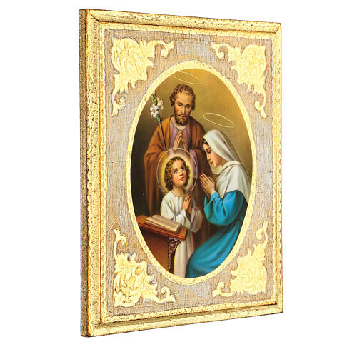 Quadro legno Sacra Famiglia foglia oro 30x25 2