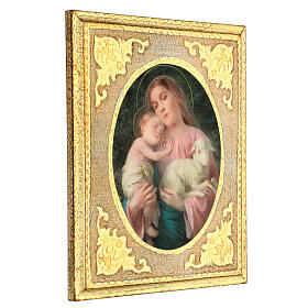 Quadro legno Madonna con Bambino 30x25 stampa