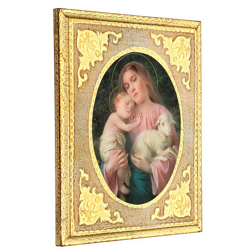 Quadro legno Madonna con Bambino 30x25 stampa 2