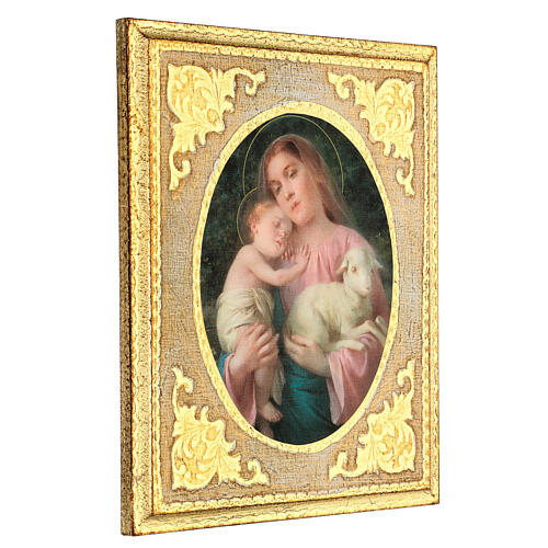 Obraz drewniany Madonna z Dzieciątkiem i owieczką, 30x25cm 2