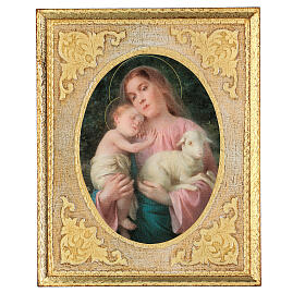 Mary with Child printed frame 30x25 cm in wood