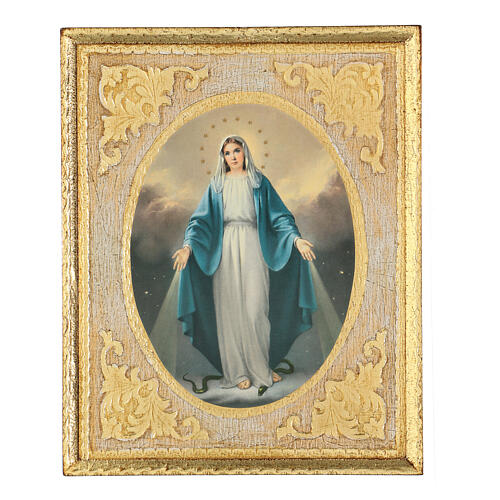 Our Lady of the Miraculous Medal, printing on wood, gold leaf, 11x9 in 1