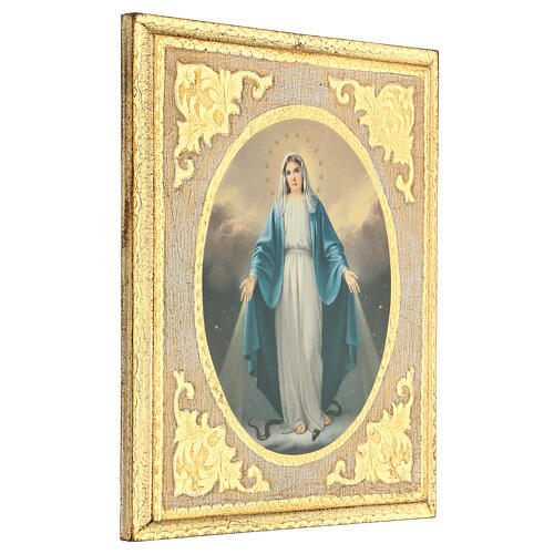 Tableau bois Vierge Miraculeuse 30x25 cm 2