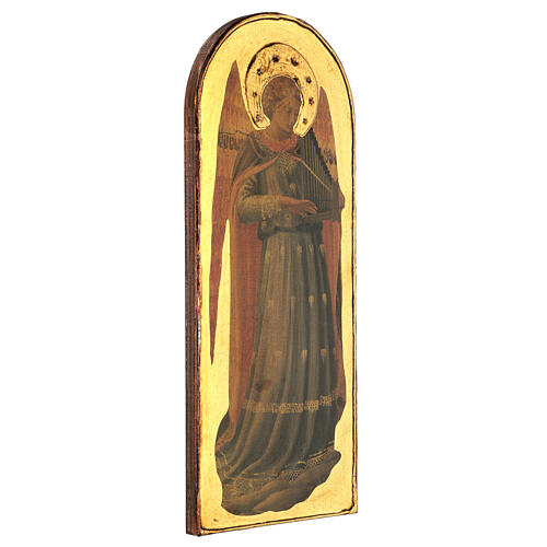 Musician angel with barrel-organ by Fra Angelico, printing on poplar wood, 16x6 in 2