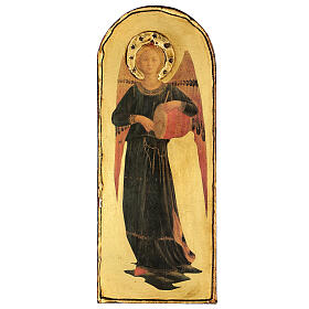 Musician angel with drum by Fra Angelico, printing on poplar wood, 16x6 in