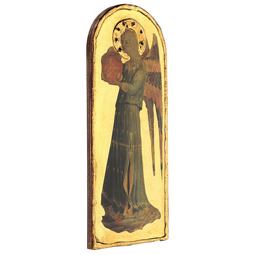Quadro Anjo Músico com pandeiro Fra Angelico madeira de choupo 40x15 cm 2