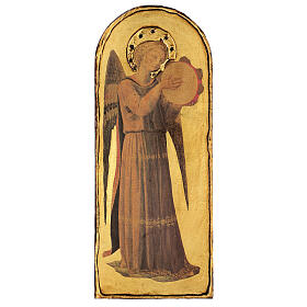 Tableau Ange musicien tambourine Fra Angelico sur bois de peuplier 40x15 cm