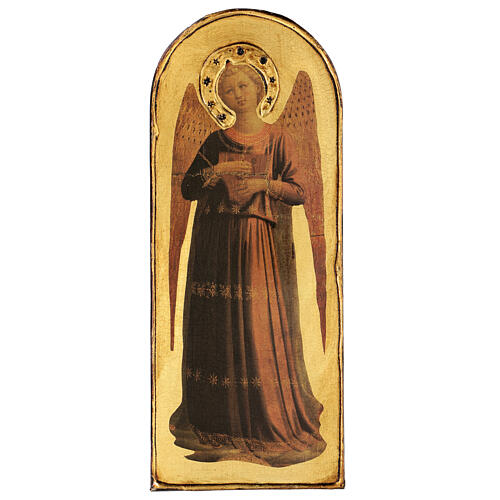 Quadro Anjo Músico com lira Fra Angelico madeira de choupo 40x15 cm 1