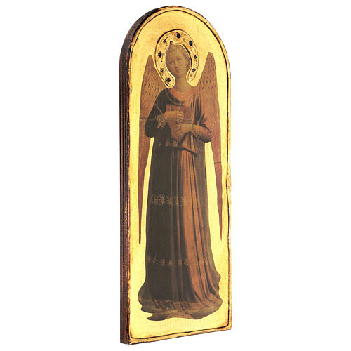 Quadro Anjo Músico com lira Fra Angelico madeira de choupo 40x15 cm 2