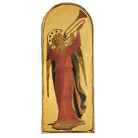 Quadro Anjo Músico com trombeta Fra Angelico madeira de choupo 40x15 cm