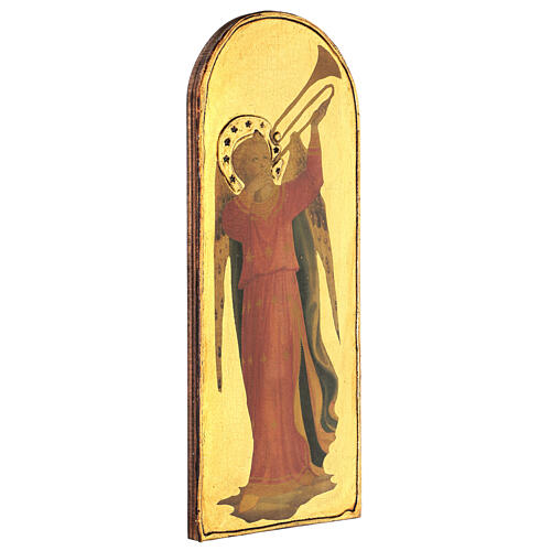 Quadro Anjo Músico com trombeta Fra Angelico madeira de choupo 40x15 cm 2