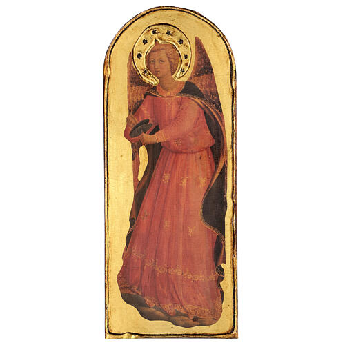 Quadro Anjo Músico com címbalos Fra Angelico madeira de choupo 40x15 cm 1