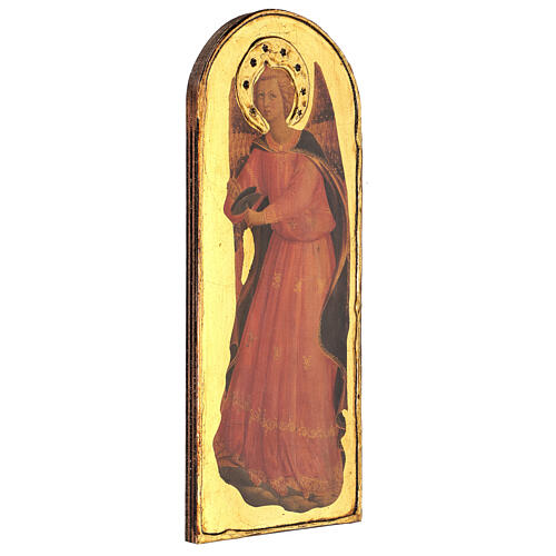Quadro Anjo Músico com címbalos Fra Angelico madeira de choupo 40x15 cm 2