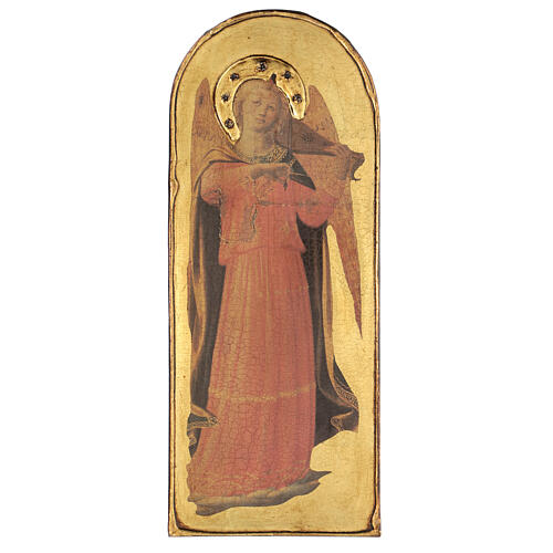 Quadro Anjo Músico com violino Fra Angelico madeira de choupo 40x15 cm 1