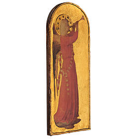 Angel with small trumpet by Fra Angelico, printing on poplar wood, 16x6 in
