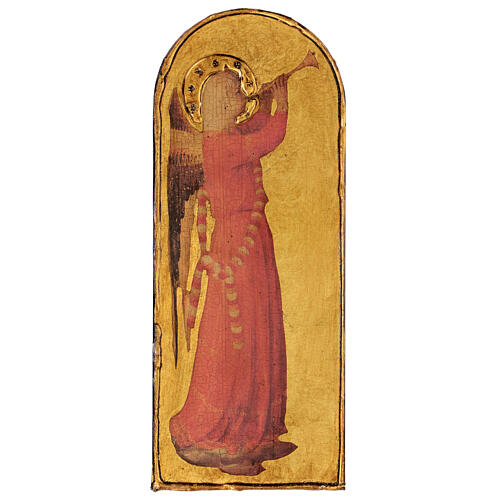 Quadro Anjo Músico com trompete Fra Angelico madeira de choupo 40x15 cm 1