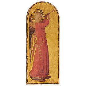 Poplar wood painting Angel Musician with trumpet Beato Angelico 40x15
