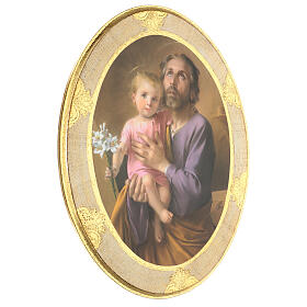 Quadro legno San Giuseppe con Bambino 50x40 foglia oro