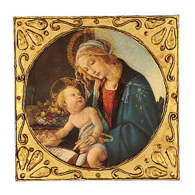 Square paint, printing on wood, Madonna of the Book by Botticelli, 12.5x12.5 in