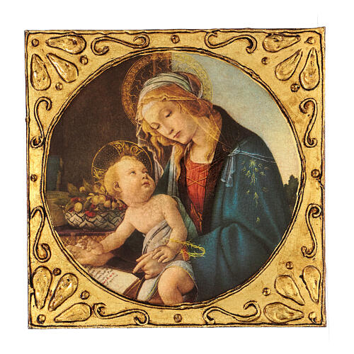 Wood print Madonna of the Book Botticelli 30x30 cm 1
