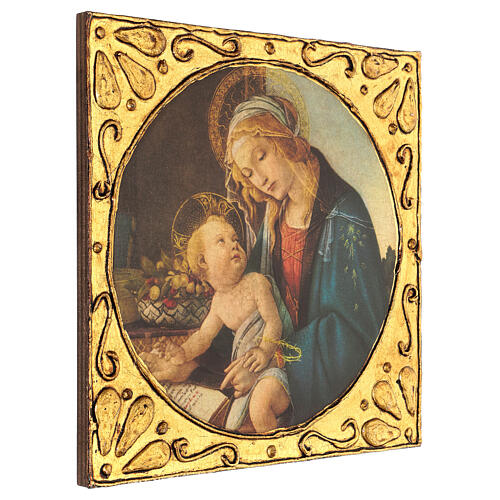 Wood print Madonna of the Book Botticelli 30x30 cm 2