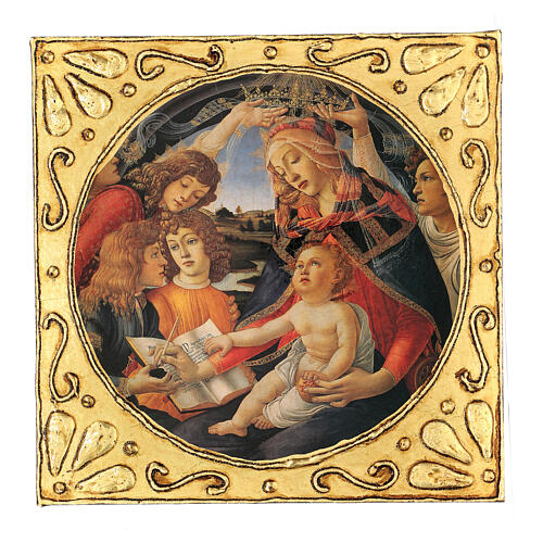 Quadro Madona do Magnificat Botticelli madeira de choupo 30x30 cm 1