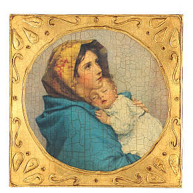 Square paint, printing on wood, Madonna of the Streets by Ferruzzi, 12.5x12.5 in