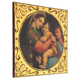 Square paint, printing on wood, Madonna della Seggiola by Raphael, 12.5x12.5 in