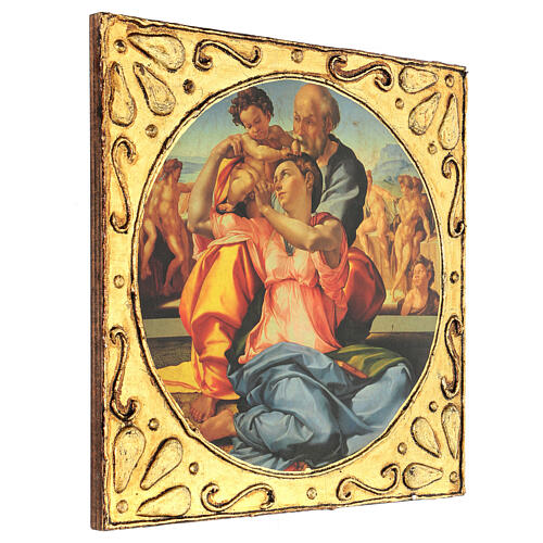 Tableau bois Sainte Famille à la tribune Michel-Ange 30x30 cm 2
