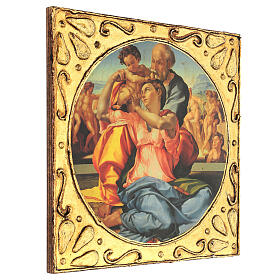 Quadro Michelangelo legno di pioppo Sacra Famiglia 32x32