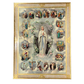 Wood painting, Mysteries of the Rosary, gold leaf, 31x23 in