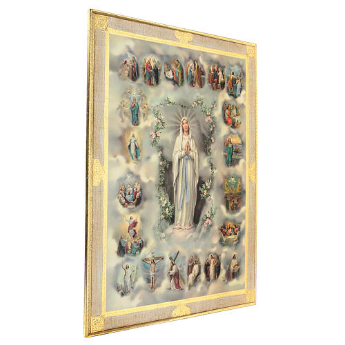 Quadro legno Misteri del Rosario 80x60 foglia oro 3