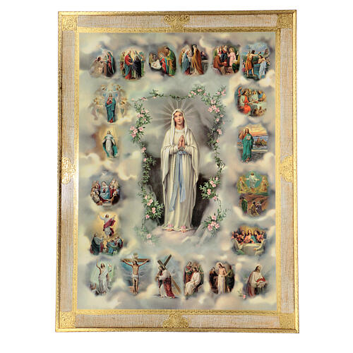 Wooden picture The Mysteries of the Rosary 80x60 gold leaf 1