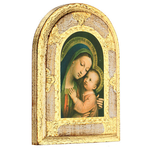 Cuadro Sarullo Virgen con Niño madera 15x10 hoja oro 2