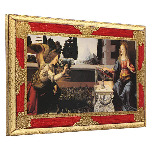 Annunciation by Da Vinci, printing on wood and gold leaf, 8x13 in 2