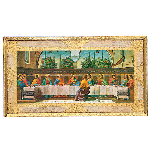 The Last Supper by Ghirlandaio, printing on wood and gold leaf, 8x14 in 1