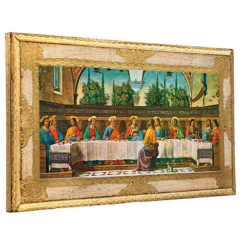The Last Supper by Ghirlandaio, printing on wood and gold leaf, 8x14 in 2