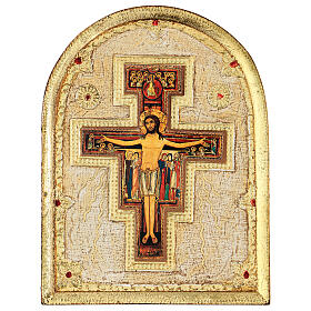 Wandbild Kreuzweg mit Auferstehung – auf Pappelholz mit Blattgold-Optik – 80x60 cm
