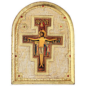 Tableau arrondi croix Saint-Damien 20x15 cm bois de peuplier