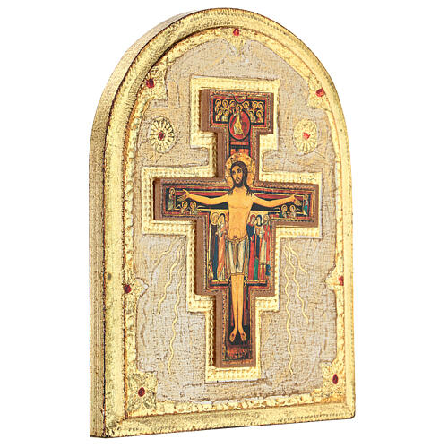 Tableau arrondi croix Saint-Damien 20x15 cm bois de peuplier 2