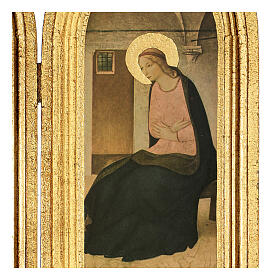 Díptico Anunciação Fra Angelico madeira com moldura 30x15/30 cm