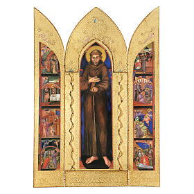Triptych of Saint Francis, wood, 20x13 in