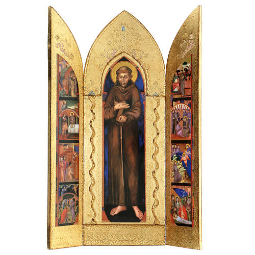 Triptyque Saint François bois 50x35 cm 3